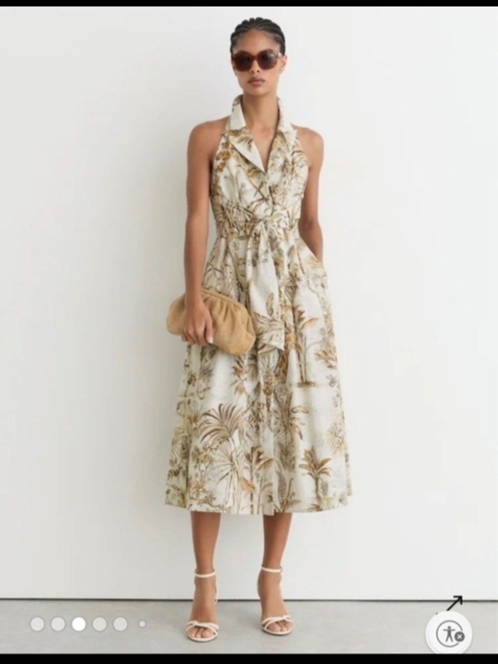 Reiss Tate Safari Printed Halterneck Nuetral 4 $410